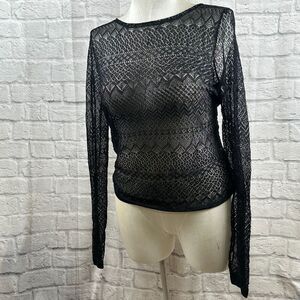 Ralph Lauren Polo Knitted Sheer Mesh Women's XL Long Sleeve Blouse NWT Crochet